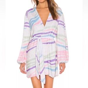 $605 Retrofete Gabrielle in Rainbow Zebra Sequin Robe Mini Dress M Glam